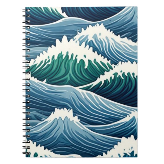 Cuaderno de Patrón de Olas del Océano Azul Audaz (Frente)
