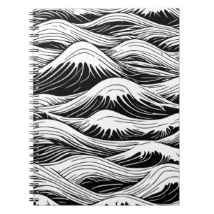 Cuaderno de Patrón de Onda en Blanco y Negro