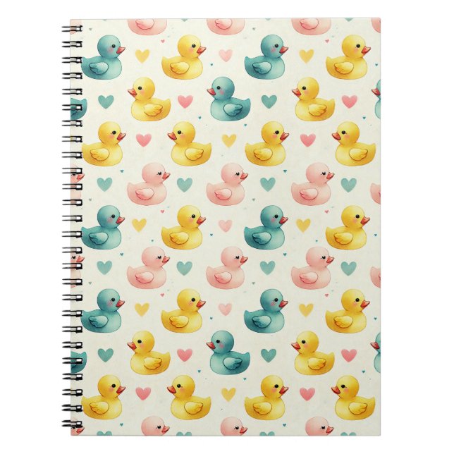 Cuaderno de patrón de pato acuarela pastel de felp (Frente)