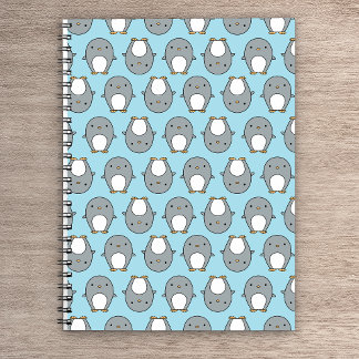Cuaderno de patrón de pingüino azul bebé