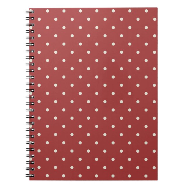 Cuaderno de patrón de puntos pequeños rojo de cara (Frente)