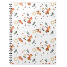 Cuaderno de Patrón Floral de Colibrí de Otoño