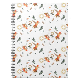 Cuaderno de Patrón Floral de Colibrí de Otoño