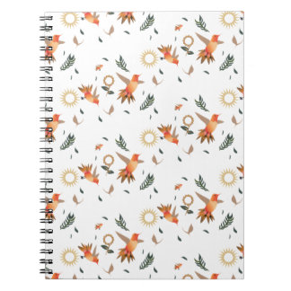 Cuaderno de Patrón Floral de Colibrí de Otoño