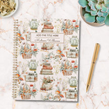 Cuaderno de patrón floral de hongos Cottagecore
