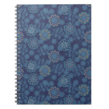 Cuaderno de patrón floral índigo