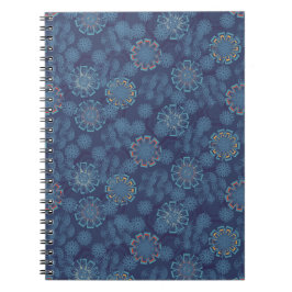 Cuaderno de patrón floral índigo