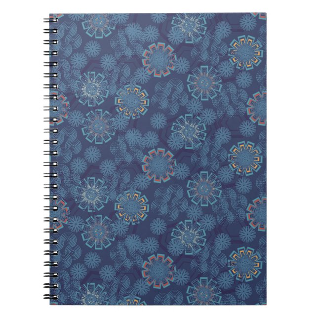 Cuaderno de patrón floral índigo (Frente)