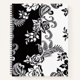 Cuaderno de patrón floral monocromo moderno