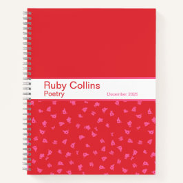Cuaderno de patrón floral rojo y rosa negrita