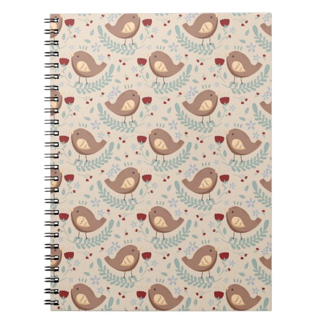 Cuaderno de Patrón Floral y de Aves Caprichoso (Frente)