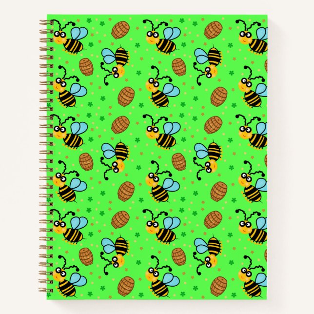 Cuaderno de patrones de abejas divertidos (Anverso)