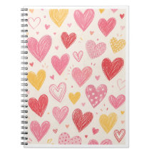 Cuaderno de patrones de corazón dibujados a mano c