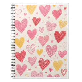 Cuaderno de patrones de corazón dibujados a mano c