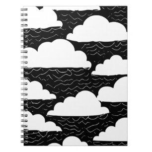 Cuaderno de patrones de nubes en blanco y negro