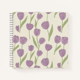 Cuaderno de patrones florales de tulipanes morados