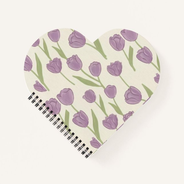 Cuaderno de patrones florales de tulipanes morados (Anverso)