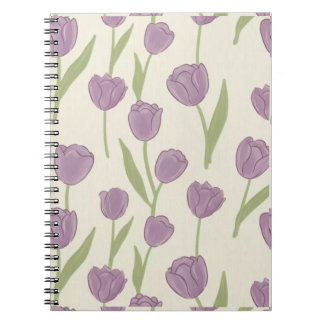Cuaderno de patrones florales de tulipanes morados