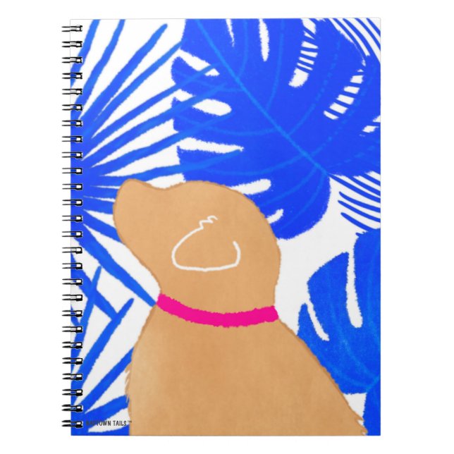 Cuaderno de perro amarillo de isla tropical blanca (Frente)