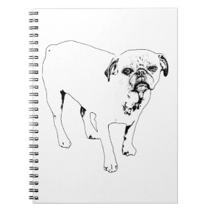 Cuaderno de perro delineado alegre que despierta i