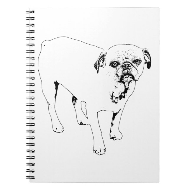 Cuaderno de perro delineado alegre que despierta i (Frente)