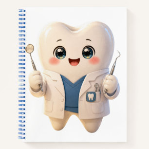 Cuaderno de personaje de dientes de dentista lindo