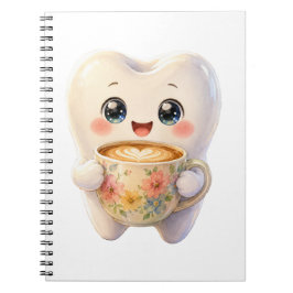 Cuaderno de personaje Kawaii amante del café denta