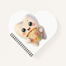 Cuaderno de personaje Kawaii amante del café denta