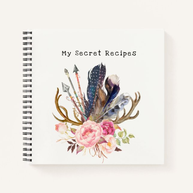 Cuaderno de personalizable de estilo boho (Anverso)