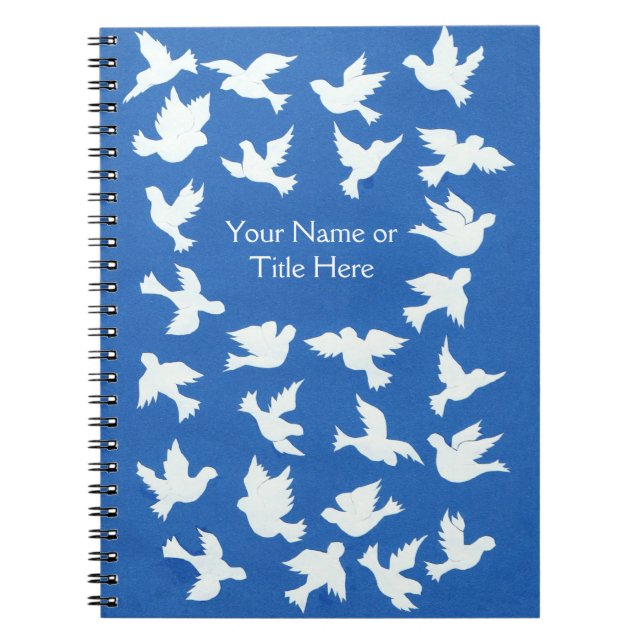 Cuaderno de personalizable de palomas blancas (Frente)