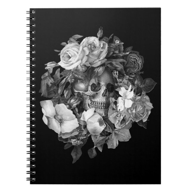 Cuaderno de Personalizado blanco y negro con cráne (Frente)