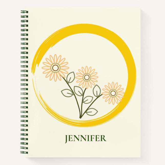 Cuaderno de Personalizado de Daisies Rosados Espir (Anverso)
