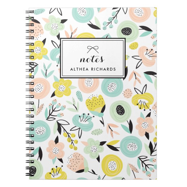 Cuaderno de Personalizado de patrón floral de colo (Frente)