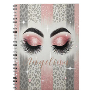 Cuaderno de Pestañas Brillantes Rosadas