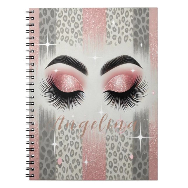 Cuaderno de Pestañas Brillantes Rosadas (Frente)