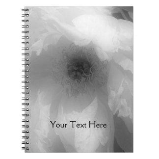 Cuaderno De Petales De Flor De Peón Negro Y Blanco