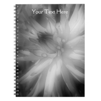 Cuaderno De Pétalos De Flor De Dahlia Negro Y Blan