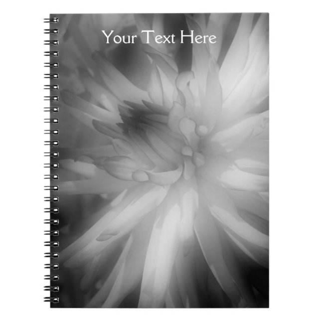 Cuaderno De Pétalos De Flor De Dahlia Negro Y Blan (Frente)