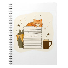 Cuaderno de pila de café de gato de estudio