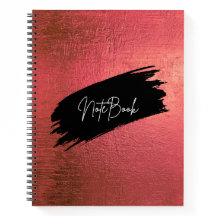 Cuaderno de pinceladas rosa dorado y negro