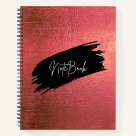 Cuaderno de pinceladas rosa dorado y negro