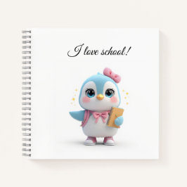 Cuaderno de pingüino estudiante Kawaii lindo