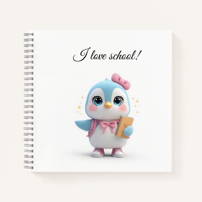 Cuaderno de pingüino estudiante Kawaii lindo (Anverso)