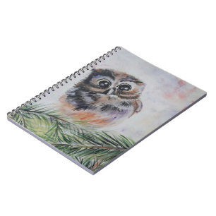 Cuaderno de pintura de color de agua de búho peque