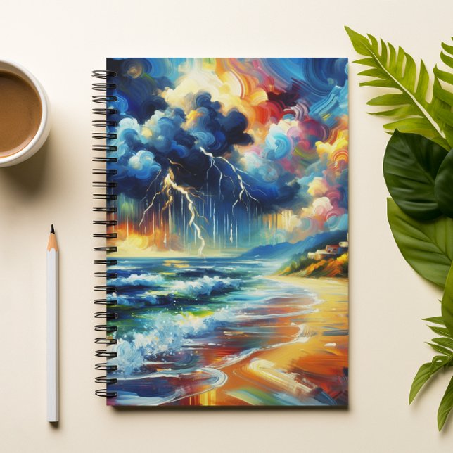 Cuaderno de pintura de playa tormentosa vívida (Subido por el creador)
