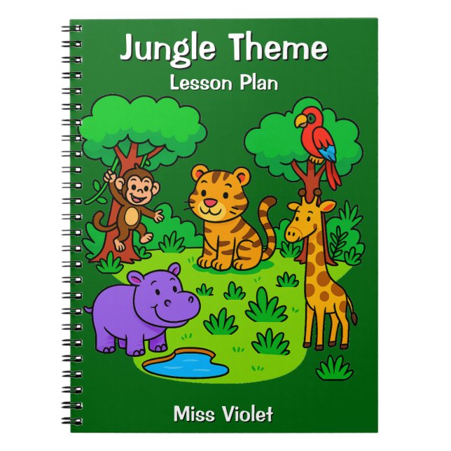Cuaderno de plan de lección de tema de selva para  (Frente)