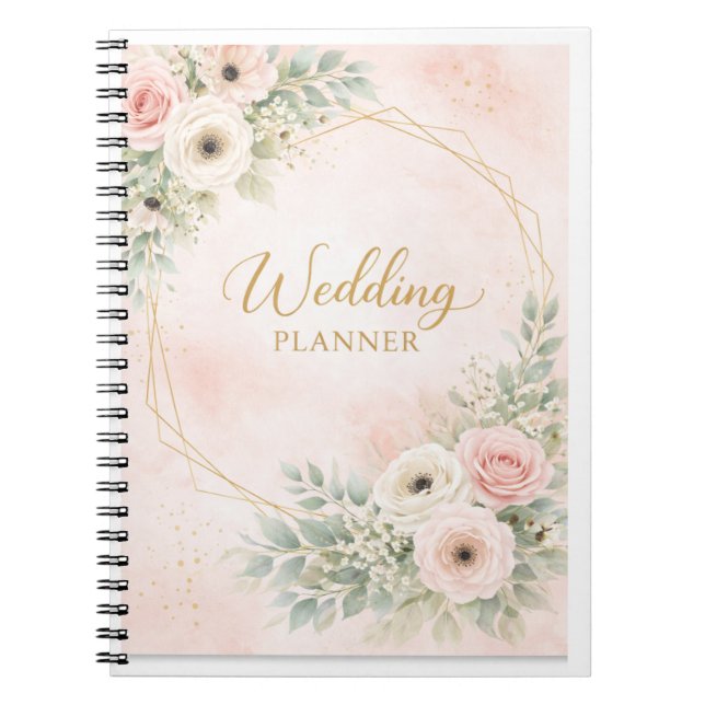Cuaderno de Planeación de Boda con Floral Rosa Ele (Frente)