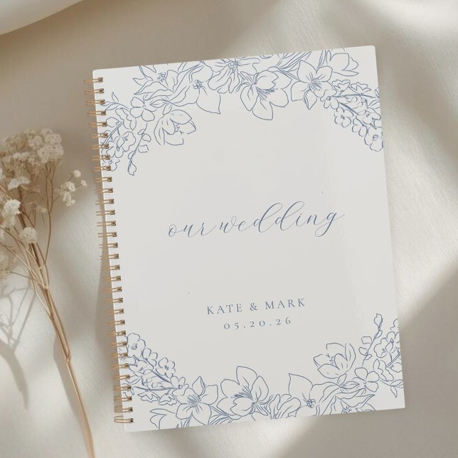 Cuaderno de Planeador de Boda Floral Azul Delicado (Subido por el creador)