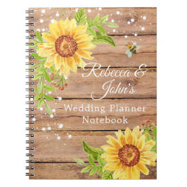 Cuaderno de planeamiento de boda de girasol amaril