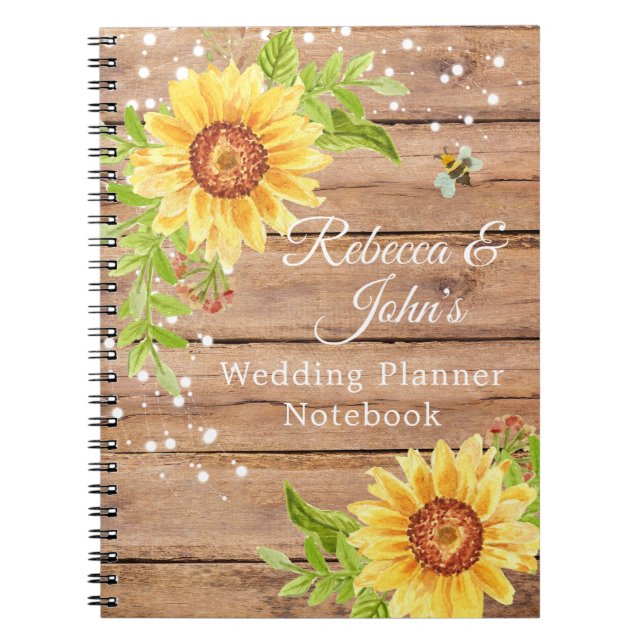 Cuaderno de planeamiento de boda de girasol amaril (Frente)